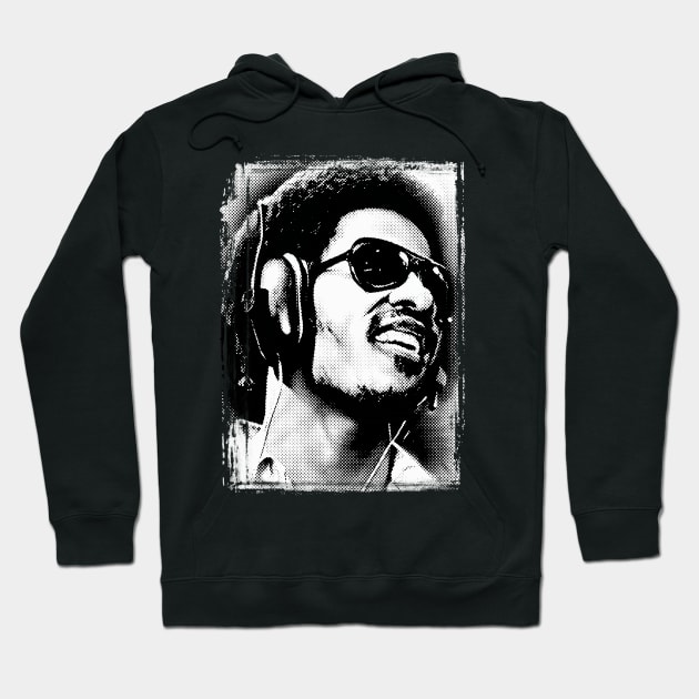 Vintage Stevie Wonder Halftone Pop Art Hoodie by Mr.FansArt